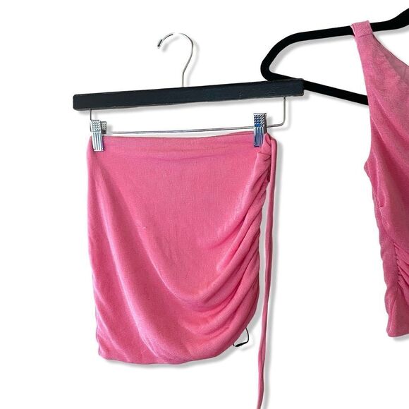 Superdown jori asymmetrical skirt set mini dress top pink stretch Revolve XS - Picture 8 of 13